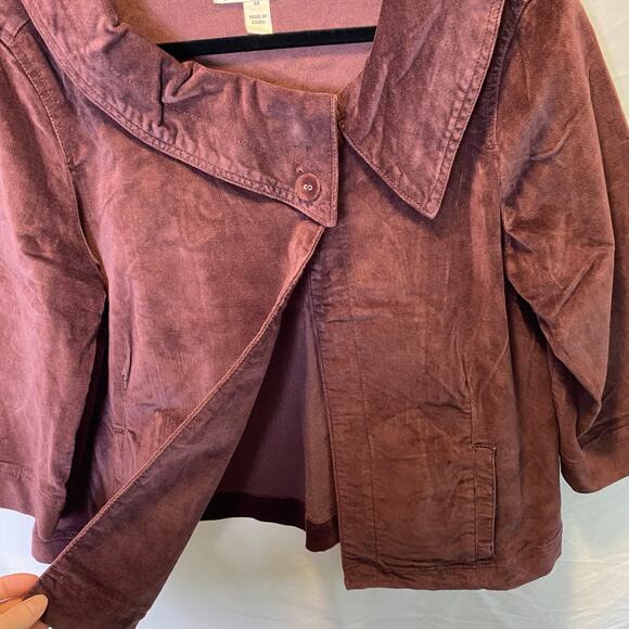 Jeanstar Womens Arielle Velvety Jacket Medium 3/4 Sleeve Cropped Wide Collar Y2K - Picture 3 of 10
